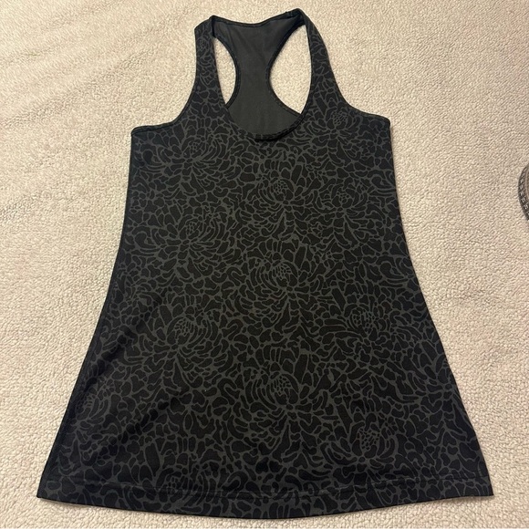 Lululemon Cool Racerback Tank Top Petal Camo Printed Black Deep Coal Floral - Picture 8 of 11